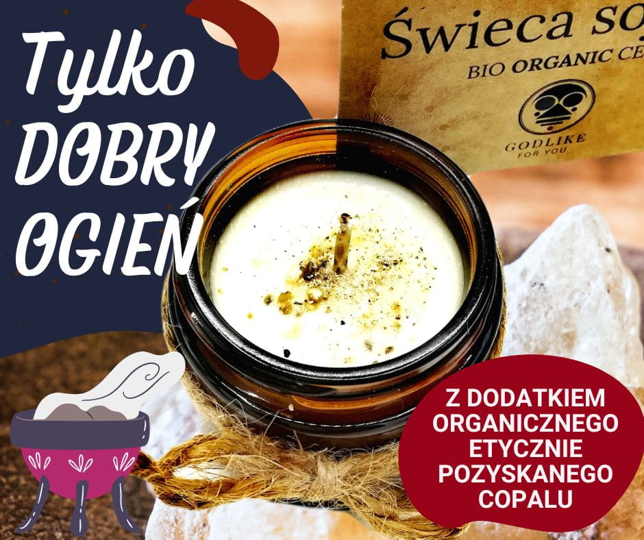 Ceremonialna świeca sojowa bio z organiczną żywicą Copal z Ekwadoru